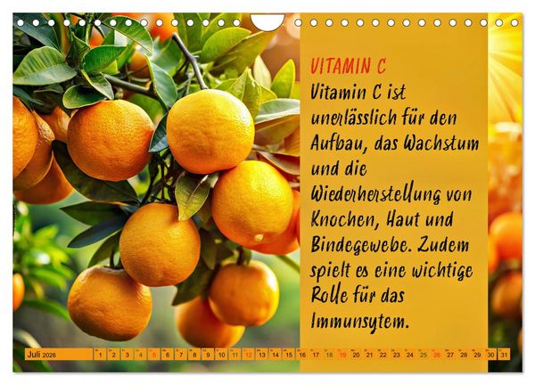 Produktbild: VITAMINE - Gesundheit aus der Natur (Wandkalender 2026 DIN A4 quer), CALVENDO Monatskalender