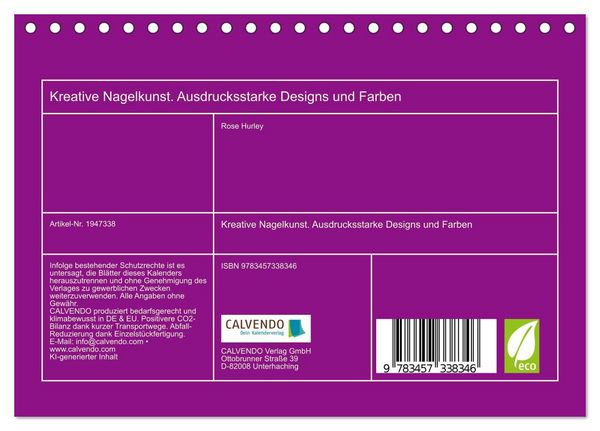 Produktbild: Kreative Nagelkunst. Ausdrucksstarke Designs und Farben (Tischkalender 2026 DIN A5 quer), CALVENDO Monatskalender