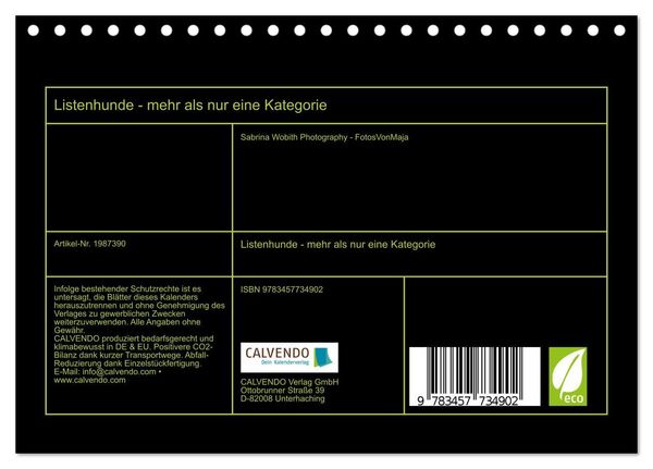 Produktbild: Listenhunde - mehr als nur eine Kategorie (Tischkalender 2026 DIN A5 quer), CALVENDO Monatskalender