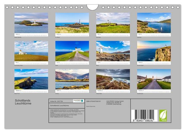 Produktbild: Schottlands Leuchtt&uuml;rme (Wandkalender 2026 DIN A4 quer), CALVENDO Monatskalender