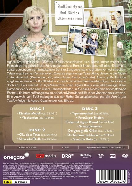 Produktbild: Agnes Kraus - Box 1 (Ein altes Modell, Viechereien, Oh, diese Tante, Alma schafft alle, Tapetenwechsel, Portr&auml;t per Telefon, Schauspielereien) (DDR TV-Archiv) [3 DVDs]