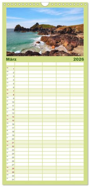 Produktbild: Familienplaner 2026 - Cornwall mit 5 Spalten (Wandkalender, 21 x 45 cm) CALVENDO