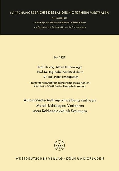 Produktbild: Automatische Auftragsschwei&szlig;ung nach dem Metall-Lichtbogen-Verfahren unter Kohlendioxyd als Schutzgas