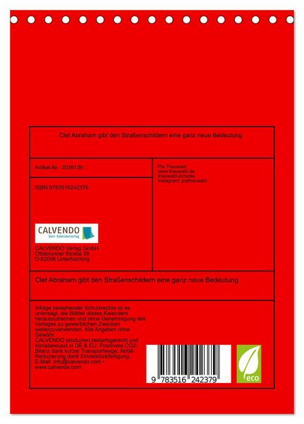 Produktbild: Clet Abraham gibt den Stra&szlig;enschildern eine ganz neue Bedeutung (Tischkalender 2026 DIN A5 hoch), CALVENDO Monatskalender