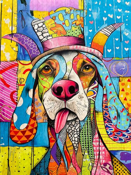 Produktbild: CALVENDO Puzzle Buntes Pop-Art Hundegesicht | 1000 Teile Lege-Gr&ouml;&szlig;e 64x48cm Foto-Puzzle f&uuml;r gl&uuml;ckliche Stunden