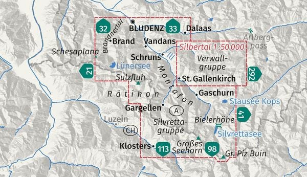 Produktbild: KOMPASS Wanderkarte 032 Montafon, Brandnertal, Gargellen, Bielerh&ouml;he, Silvretta 1:25.000