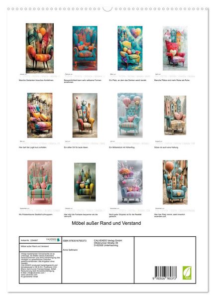 Produktbild: M&ouml;bel au&szlig;er Rand und Verstand (hochwertiger Premium Wandkalender 2027 DIN A2 hoch), Kunstdruck in Hochglanz