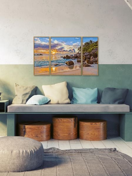 Schipper 609260906 - Malen nach Zahlen, Abendstimmung im Paradies, Triptychon, 50 x 80 cm
