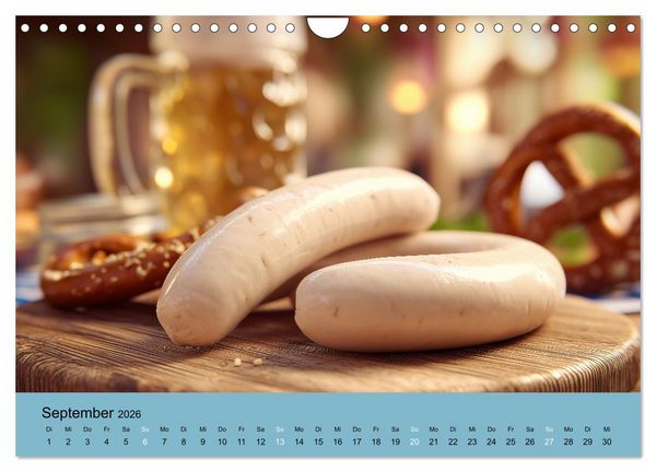 Produktbild: Bayrische Wei&szlig;wurst - Traditioneller K&uuml;chenkalender f&uuml;r Genie&szlig;er (Wandkalender 2026 DIN A4 quer), CALVENDO Monatskalender
