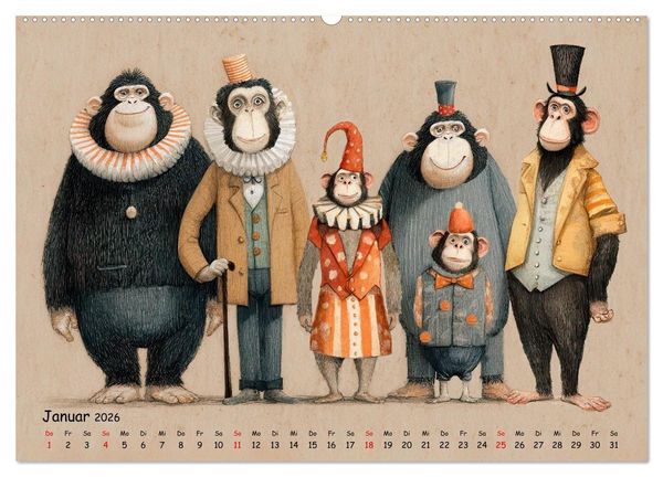 Produktbild: Verr&uuml;ckte Affenwelt (hochwertiger Premium Wandkalender 2026 DIN A2 quer), Kunstdruck in Hochglanz