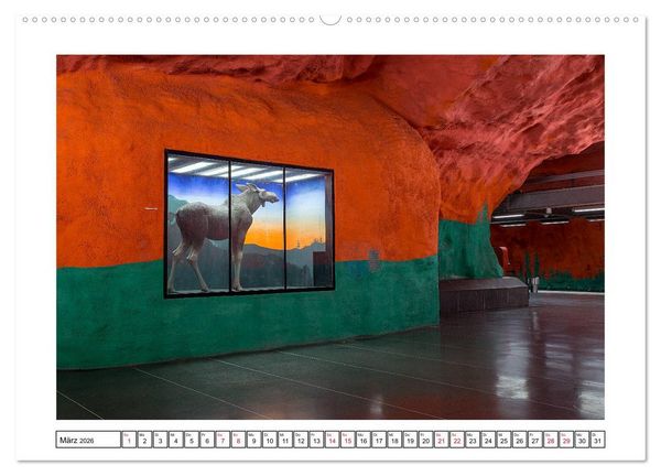 Produktbild: Stockholms Metrostationen - Bunte Meisterwerke im Untergrund (Wandkalender 2026 DIN A2 quer), CALVENDO Monatskalender