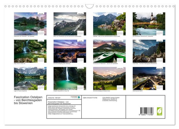 Produktbild: Faszination Ostalpen - von Berchtesgaden bis Slowenien (Wandkalender 2026 DIN A3 quer), CALVENDO Monatskalender