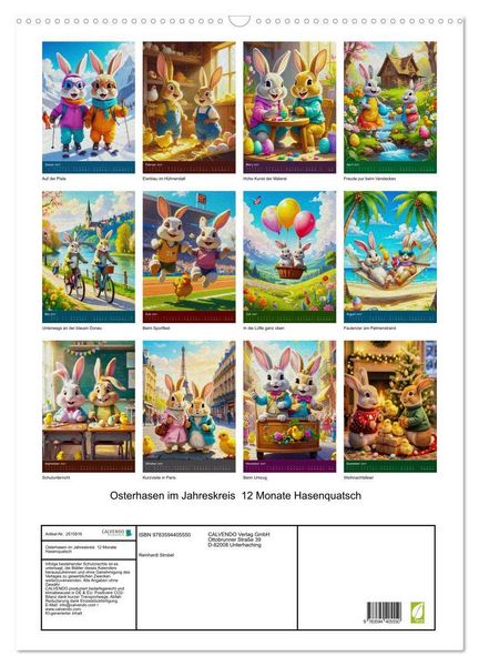 Produktbild: Osterhasen im Jahreskreis 12 Monate Hasenquatsch (Wandkalender 2027 DIN A2 hoch), CALVENDO Monatskalender
