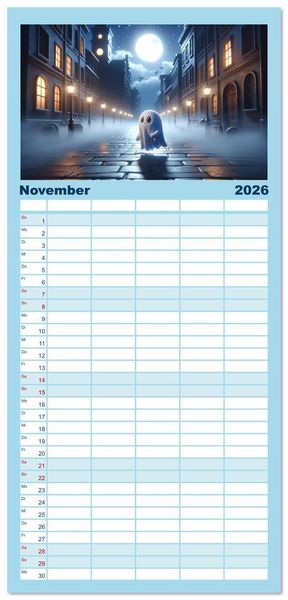 Produktbild: Familienplaner 2026 - Spuk und Spiel: Ein Jahr mit kleinen Plagegeistern mit 5 Spalten (Wandkalender, 21 x 45 cm) CALVENDO