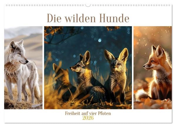 Die wilden Hunde (Wandkalender 2026 DIN A2 quer), CALVENDO Monatskalender