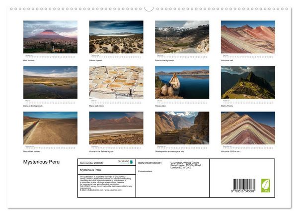 Produktbild: Mysterious Peru (High Quality Premium Wall Calendar 2026 DIN A2 landscape),CALVENDO 12 Month Wall Calendar
