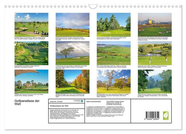 Produktbild: Golfparadiese der Welt (Wandkalender 2027 DIN A3 quer), CALVENDO Monatskalender