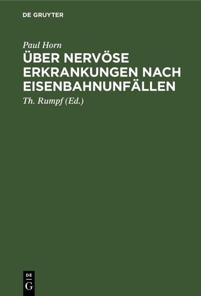 Produktbild: &Uuml;ber nerv&ouml;se Erkrankungen nach Eisenbahnunf&auml;llen