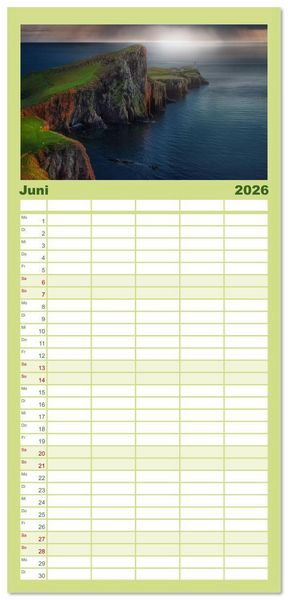 Produktbild: Familienplaner 2026 - Leidenschaft Landschaften mit 5 Spalten (Wandkalender, 21 x 45 cm) CALVENDO