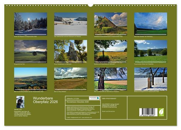 Produktbild: Wunderbare Oberpfalz 2026 (hochwertiger Premium Wandkalender 2026 DIN A2 quer), Kunstdruck in Hochglanz