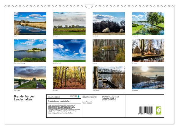 Produktbild: Brandenburger Landschaften (Wandkalender 2026 DIN A3 quer), CALVENDO Monatskalender