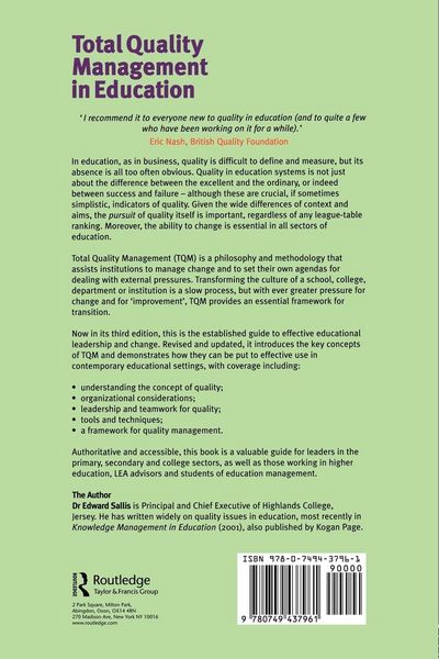 Produktbild: Total Quality Management in Education