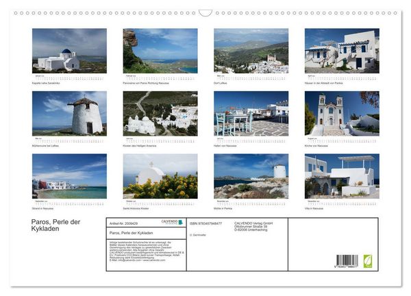 Produktbild: Paros, Perle der Kykladen (Wandkalender 2026 DIN A2 quer), CALVENDO Monatskalender