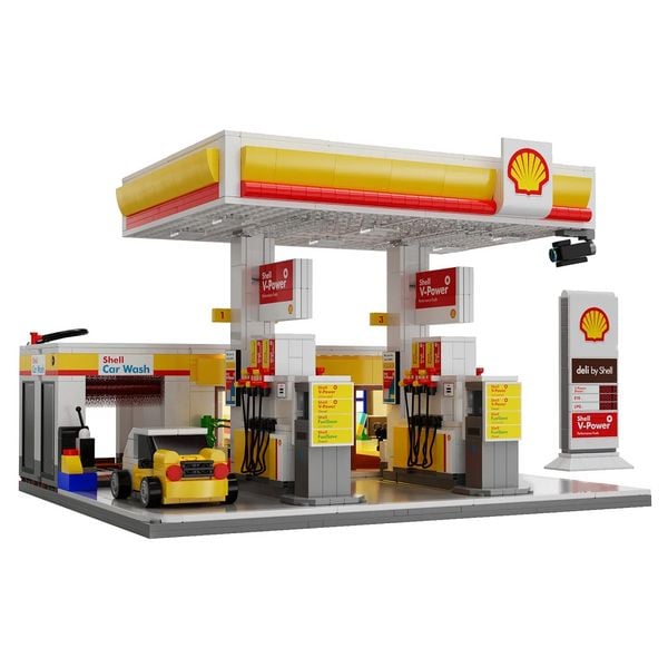 Produktbild: CaDA Shell Tankstelle mit Shop und Waschanlage Bricks