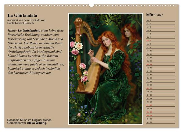 Produktbild: Rossettis Musen, neue Bilder zu symbolistischen Traumwelten (hochwertiger Premium Wandkalender 2027 DIN A2 quer), Kunstdruck in Hochglanz