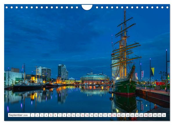 Produktbild: Bremen und Bremerhaven - Nachtaufnahmen (Wandkalender 2026 DIN A4 quer), CALVENDO Monatskalender