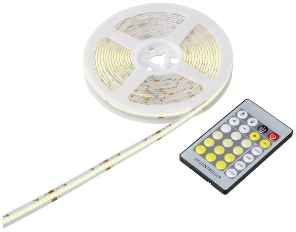 Produktbild: Sygonix SY-5773492 LED-Streifen-Komplettset mit Stecker 230 V 5 m Warmwei&szlig; bis Tageslichtwei&szlig; 1 St.