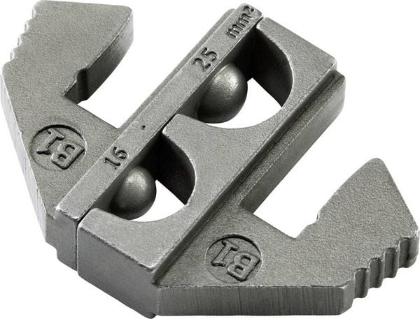 Produktbild: TOOLCRAFT PLE-0B1 Crimp-Eins&auml;tze Unisolierte Kabelschuhe Quetschbereich: 16 bis 25 mm&sup2; Passend f&uuml;r Marke (Zangen): TOOLCRAFT PZ-500