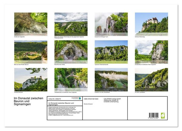 Produktbild: Im Donautal zwischen Beuron und Sigmaringen (Wandkalender 2026 DIN A2 quer), CALVENDO Monatskalender
