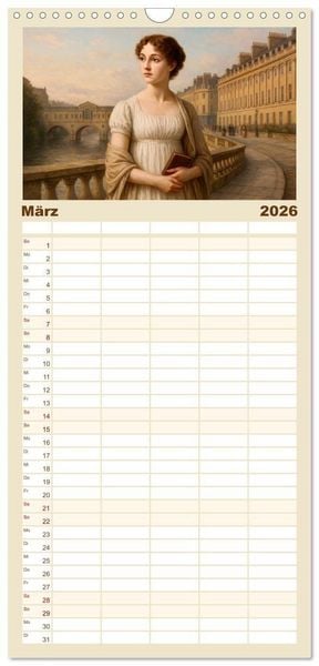 Produktbild: Familienplaner 2026 - Jane Austen mit 5 Spalten (Wandkalender, 21 x 45 cm) CALVENDO