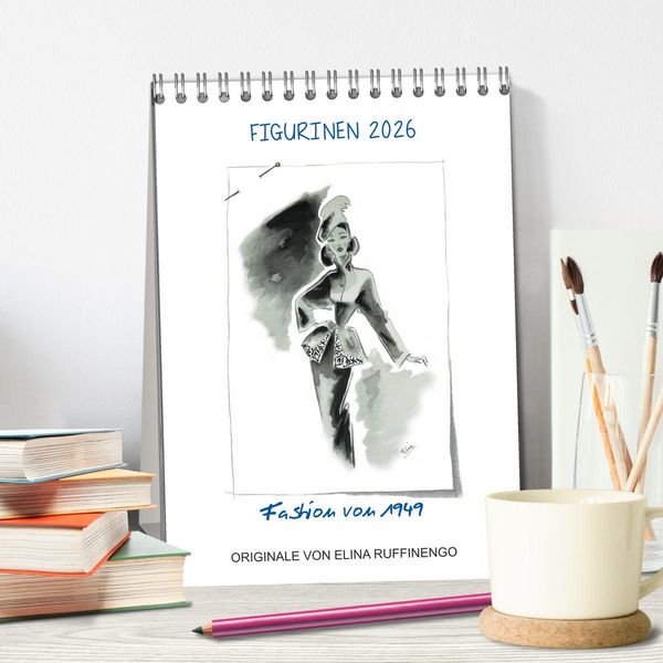 Produktbild: FIGURINEN 2026 - Fashion von 1949 - Originale von Elina Ruffinengo (Tischkalender 2026 DIN A5 hoch), CALVENDO Monatskalender