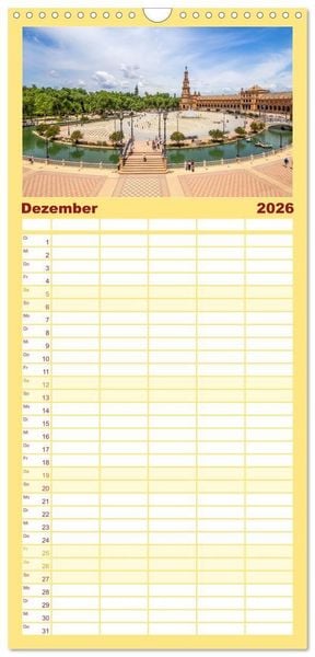 Produktbild: Familienplaner 2026 - Ein Herz f&uuml;r Sevilla mit 5 Spalten (Wandkalender, 21 x 45 cm) CALVENDO