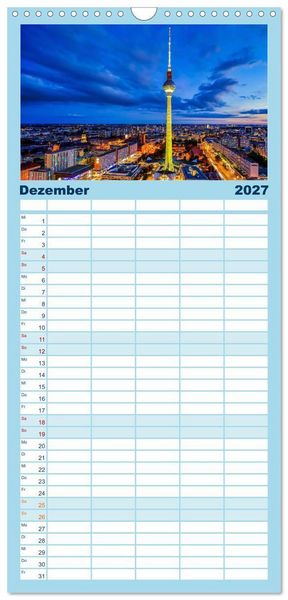 Produktbild: Familienplaner 2027 - Reiseziele in Deutschland mit 5 Spalten (Wandkalender, 21 x 45 cm) CALVENDO