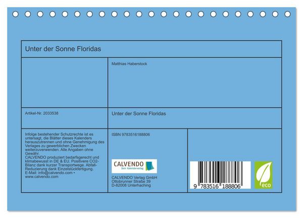 Produktbild: Unter der Sonne Floridas (Tischkalender 2026 DIN A5 quer), CALVENDO Monatskalender