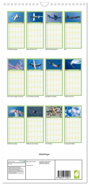 Produktbild: Familienplaner 2026 - Milit&auml;rflieger mit 5 Spalten (Wandkalender, 21 x 45 cm) CALVENDO