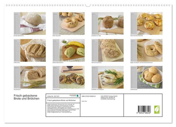 Produktbild: Frisch gebackene Brote und Br&ouml;tchen (hochwertiger Premium Wandkalender 2026 DIN A2 quer), Kunstdruck in Hochglanz