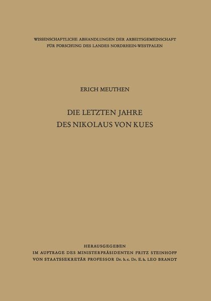 Produktbild: Die letzten Jahre des Nikolaus von Kues