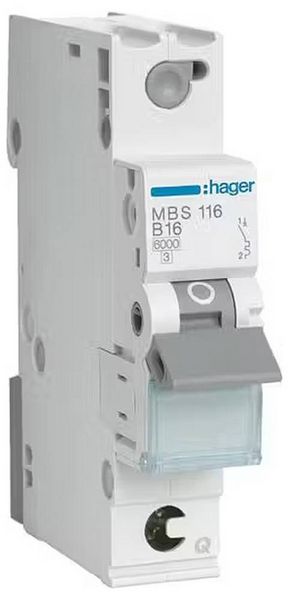 Produktbild: Hager MBS116 Leitungsschutzschalter 1polig 16A
