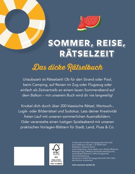 Produktbild: Sommer, Reise, R&auml;tselzeit - Das dicke R&auml;tselbuch