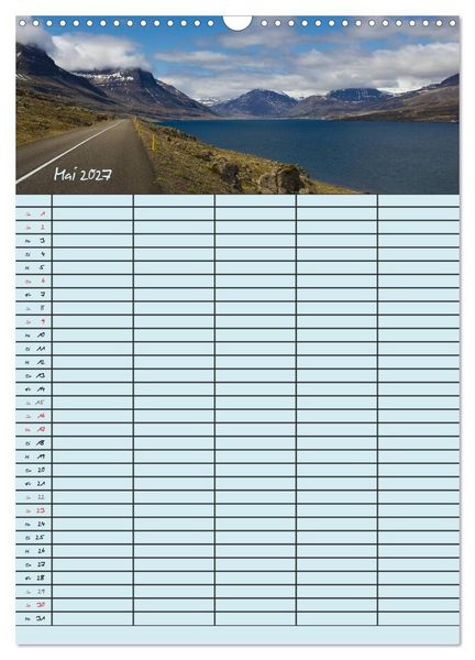 Produktbild: Island Familienplaner (Wandkalender 2027 DIN A3 hoch), CALVENDO Monatskalender