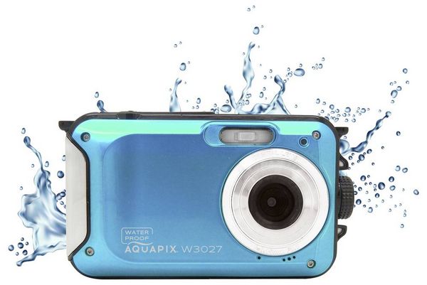 Produktbild: Easypix W3027-I Wave Iceblue Digitalkamera 30 Megapixel Blau-Eisblau inkl. Akku, inkl. Tasche Bildstabilisierung, Full HD Video