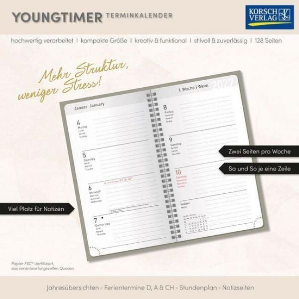 Produktbild: Taschenkalender Youngtimer Palmbl&auml;tter 2027