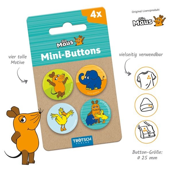 Produktbild: Tr&ouml;tsch Die Maus Mini-Buttons 4er Set