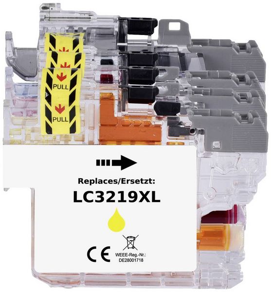 Produktbild: Renkforce Druckerpatrone ersetzt Brother LC-3219XLBK, LC-3219XLC, LC-3219XLM, LC-3219XLY Kompatibel Kombi-Pack Schwarz, Cyan
