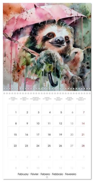 Produktbild: Jolis paresseux (Calendrier mural carr&eacute; 2027 30x30 cm) Calendrier double avec une page pour vos prises de notes
