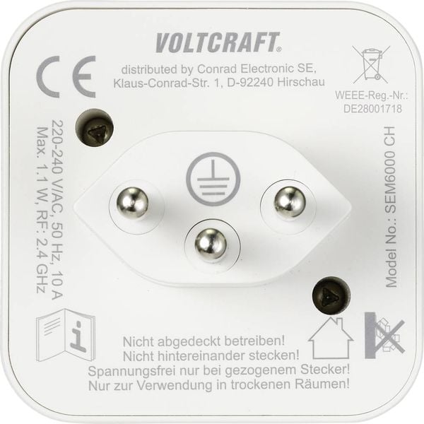 Produktbild: VOLTCRAFT SEM6000 CH Energiekosten-Messger&auml;t Bluetooth&reg;-Schnittstelle, Datenexport, Datenloggerfunktion, Kostenprognose